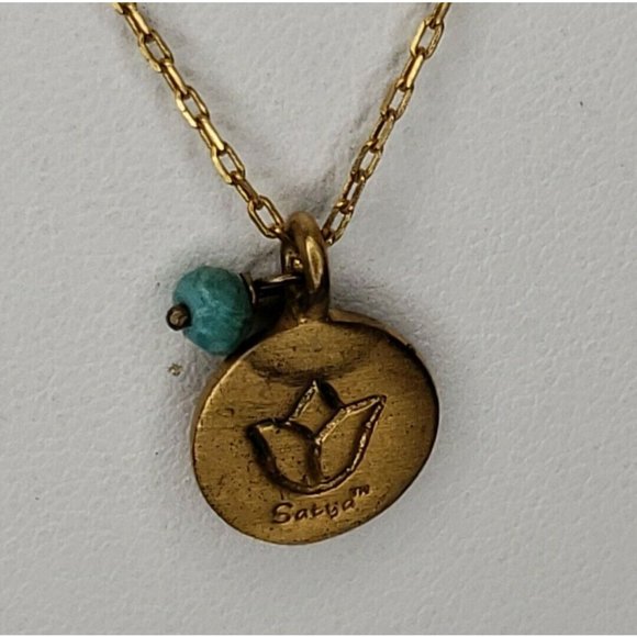 Necklace Gold Plated Satya Pendant 18" - Picture 3 of 12